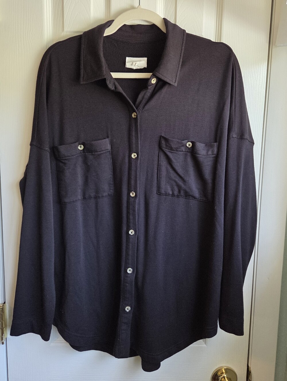 Loft Lou &Grey Black Women's Oversized Button-Up Long Sleeve Shirt